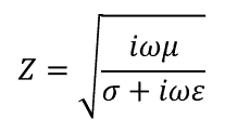 Wave impedance in terms of material constants for the dielectric