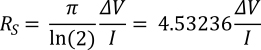 Sheet Resistance Calculation Equation